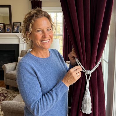 Embrasse de rideau Argent femme souriante