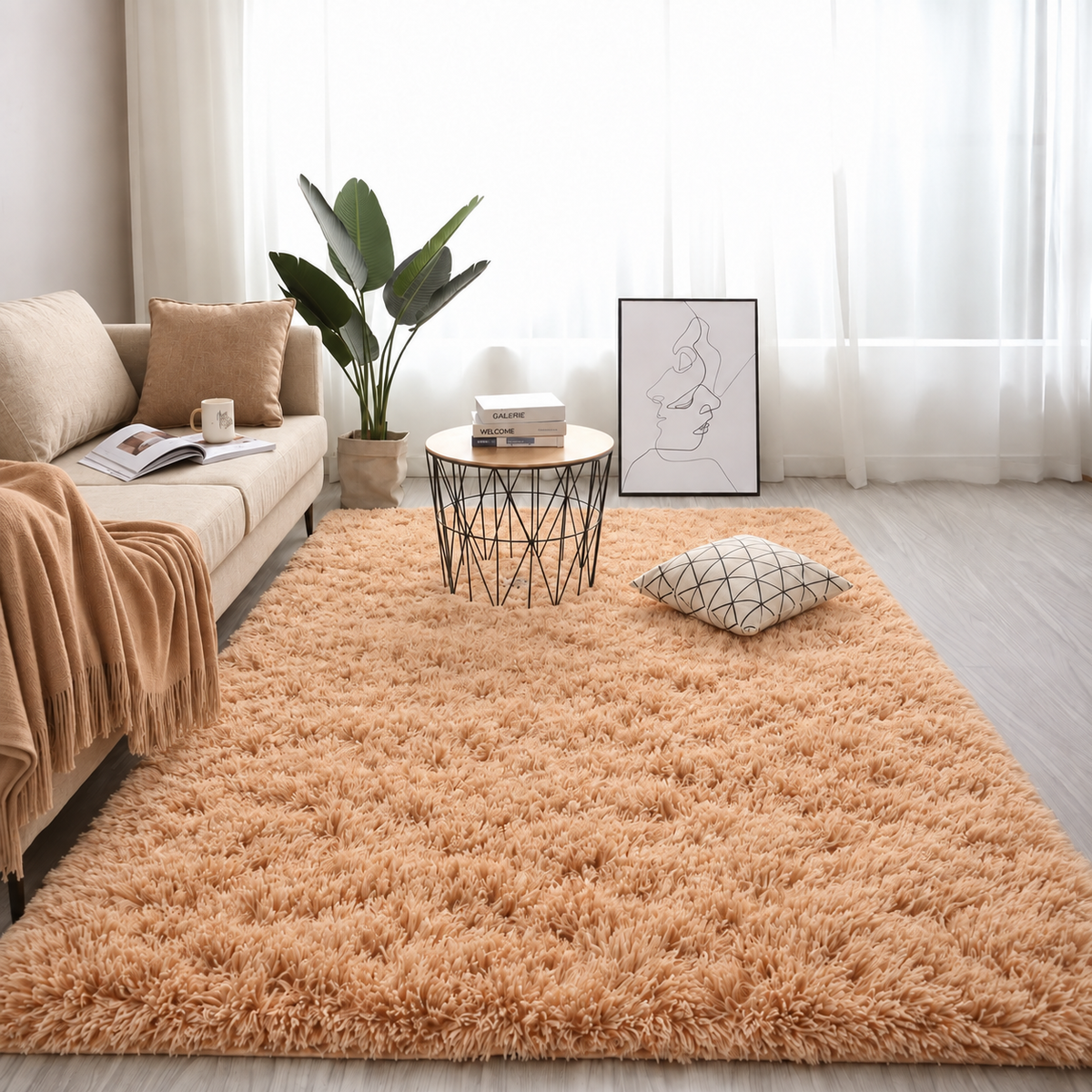 Grand tapis salon couleur beige