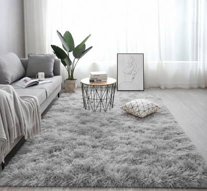 Grand tapis salon gris moelleux