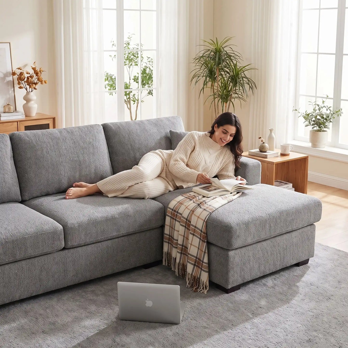 Housse canapé d'angle | Extensible Élégante