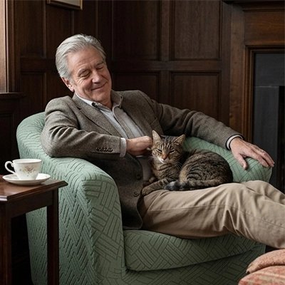 Housse pour fauteuil cabriolet homme assis avec chat