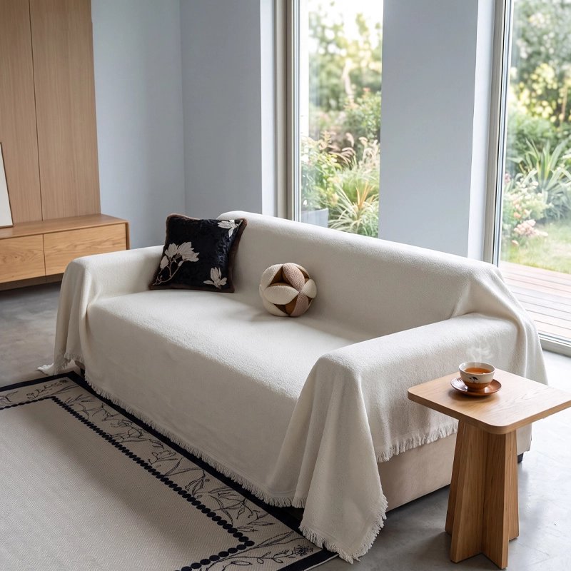 Jeté de canapé beige