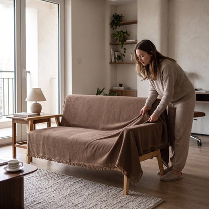 Jeté de canapé marron femme ajuste