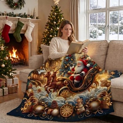 Plaid canapé noel femme allongée sur canapé lit livre